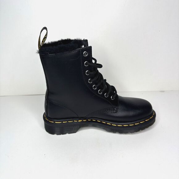 Dr. Martens Womens 6 Faux Fur Lined Lace-Up Leather Boots Black 1460 Serena - Picture 5 of 9